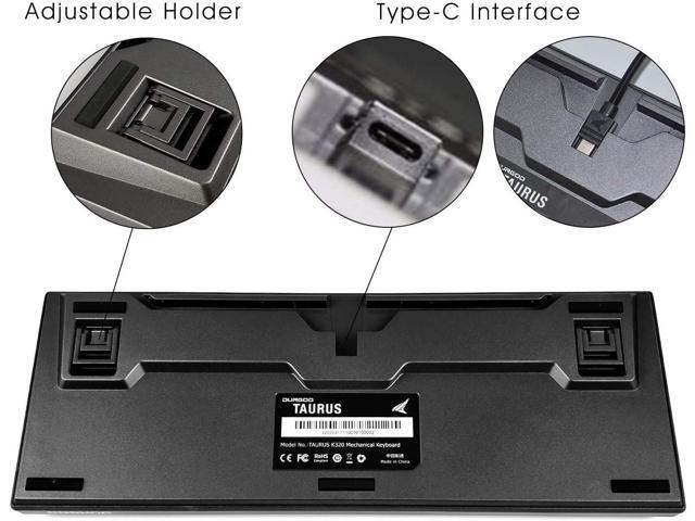 DURGOD Taurus K320 TKL Mechanical Gaming Keyboard - 87 Keys - Double Shot PBT - NKRO - USB Type C (Cherry Silent Red, Space Grey)