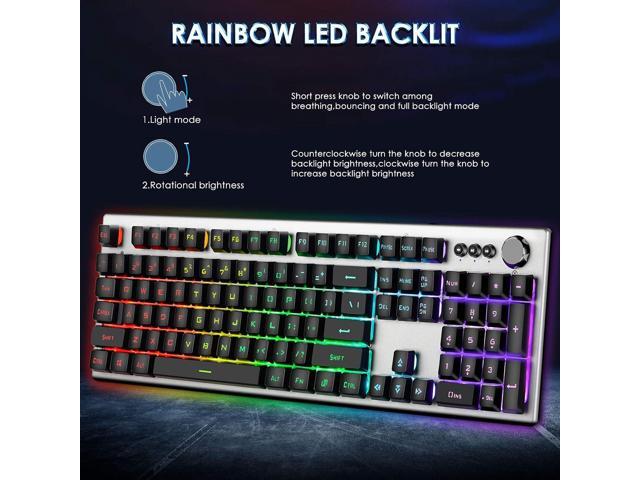 Beastron RGB Backlit Gaming Keyboard with Mouse Combo and Mouse pad, Multimedia Keyboard Knob,Mechanical Feel USB Wired Keyboard for Windows PC