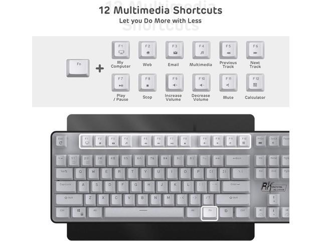 RK ROYAL KLUDGE RK920 Full Size Mechanical Keyboard, Rainbow Backlit Gaming Keyboard, 104 Keys Wired Mechanical Keyboard with Number Pad, Tactile...