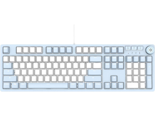 AK515 Wired Mechanical Gaming Keyboard Brown Switches - PBT Keycaps Blue-White Matching White Backlit - Magnetic Suction Panel - Multimedia Keys...