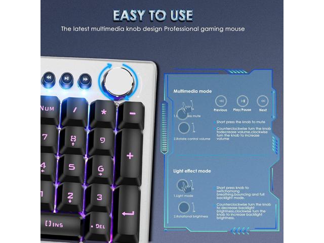 Beastron RGB Backlit Gaming Keyboard with Mouse Combo and Mouse pad, Multimedia Keyboard Knob,Mechanical Feel USB Wired Keyboard for Windows PC