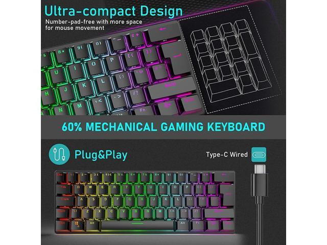 Wired Gaming Keyboard Mouse Combo Chroma RGB Backlit Mechanical Keyboard with 61 keys Anti-ghosting Floating Keycaps Metal Plate Type-C RGB Gaming...