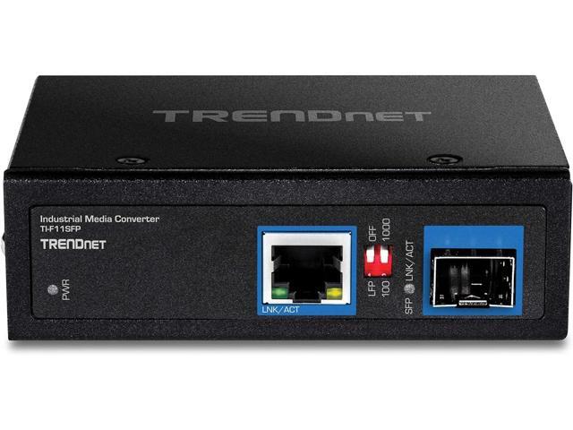 TRENDnet Hardened Industrial 100/1000 Base-T To SFP Media Converter, DIN-Rail And Wall Mount Hardware Included, Multi Or Single Mode Fiber, Power...