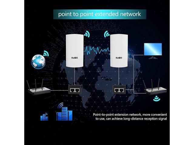 KuWFi 2-Pack 300Mbps Wireless Bridge, Outdoor CPE WiFi Kit Point to Point Wireless Access Point 2.4G Internet Bridge 1KM Transmission Distance...