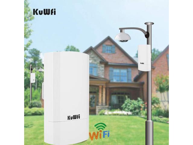 KuWFi 2-Pack Wireless Ethernet Bridge, Long Range WiFi Access Point 5.8G Outdoor AP CPE Kit IP65 Waterproof WiFi Bridge Point to Point Support...