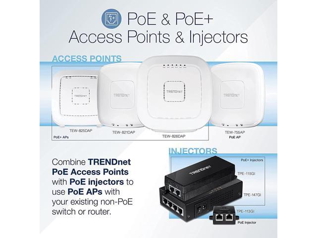 TRENDnet Gigabit Power Over Ethernet Injector, TPE-113GI (Version 3.0R), Full Duplex Gigabit Speeds, Connect Devices Up to 100m (328 ft), Wall...