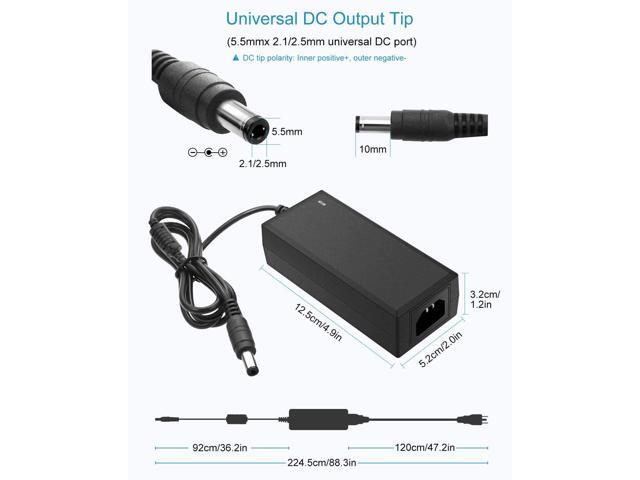 ALITOVE 24V DC Power Supply 2A 48W AC/DC Adapter 100~240V AC to DC 24 Volt 2 Amp Converter 24 vdc 2000mA 1.8A 1.5A 1.3A 1.2A with 5.5mmx 2.5mm...