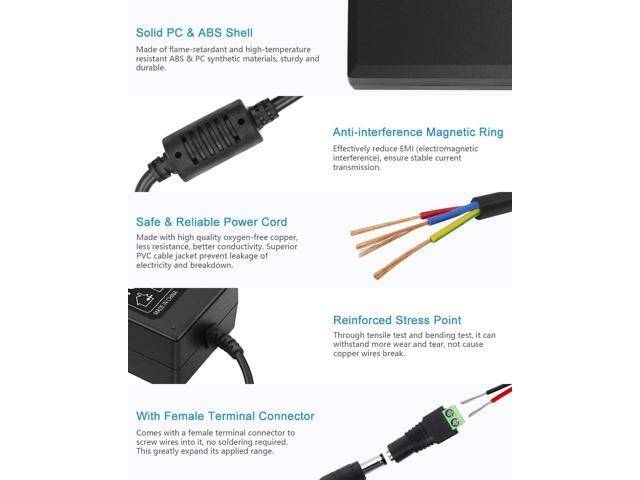 ALITOVE 24V DC Power Supply 2A 48W AC/DC Adapter 100~240V AC to DC 24 Volt 2 Amp Converter 24 vdc 2000mA 1.8A 1.5A 1.3A 1.2A with 5.5mmx 2.5mm...