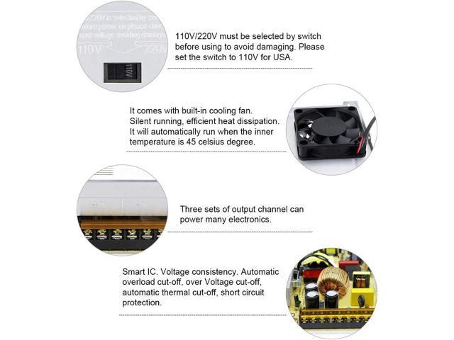 SHNITPWR 24V DC Power Supply 15A 360W AC/DC Adapter, 24 Volt 15 Amp Switching Power Converter Transformer LED Driver 110V / 220V AC in for LED...