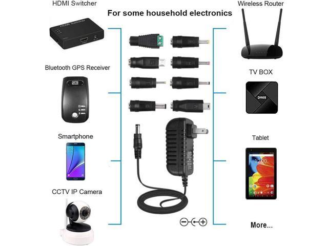 Universal AC DC 5V 1A 2A/2000mA Power Supply Cord Adapter Charger with 8 Variable Plug Tips (Include 5.5mm / 3.5mm / Mini USB/Micro USB / 4.7mm...