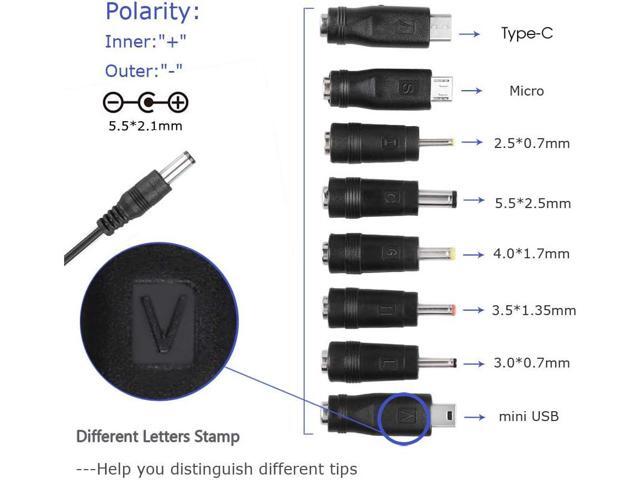 DC 5V 2A 2000mA Power Supply Cord Charger Multi Tips 10W AC Adapter with 8 Selectable Multiple Switching Connectors for TV Box LED Lights Strip...