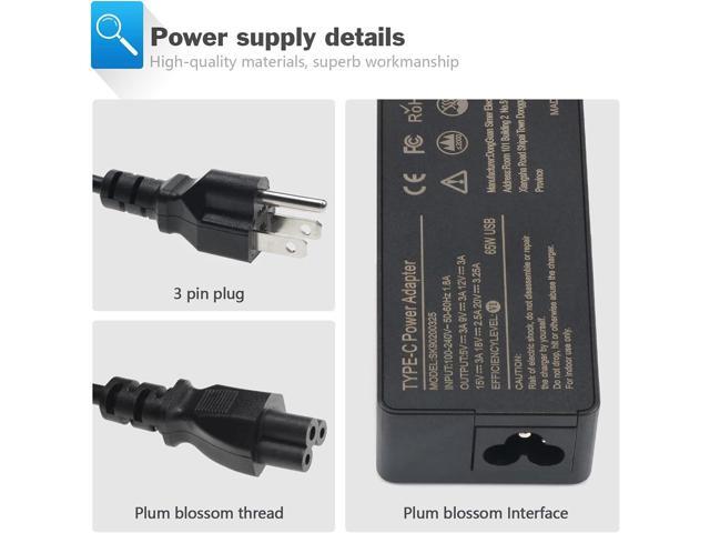 Laptop Charger 65W watt USB Type C AC Adapter Replacement for Hp Chromebook 14 13 X360 Spectre x360 Elite x2 EliteBook; Lenovo Yoga,Dell, ASUS,Acer...