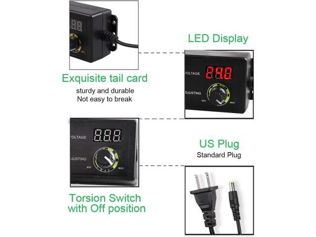 3V - 24V 1.5A 36W Universal Adjustable DC Power Supply Kit AC Adapter Speed Control Volt Display ON Off Switch with Variable 8 Plugs