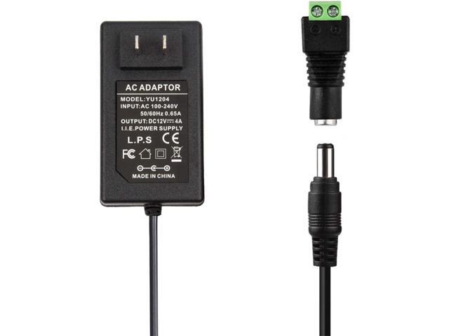 12V 4A Power Supply - COOLM AC 100-240V 50/60Hz to DC 12 Volt 4 amp 4Amp 48W Power Converter Charger 12V4A + 5.5x2.1mm DC Female Jack Socket for...