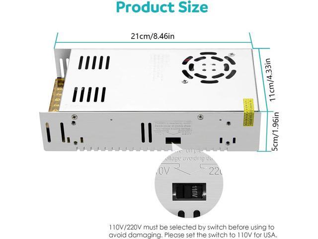 Aclorol 36V 10A 360W Switching Convert Power Supply Universal Regulated AC Adapter for LED Strip Pixel Lights CCTV Camera Security System Radio...