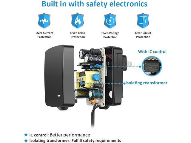 Powseed 3V 4.5V 5V 6V 7.5V 9V 12V Universal AC Adapter 12W AC/DC Power Adapter for Household Elecronics Pedals Routers Speakers CCTV Cameras Smart...