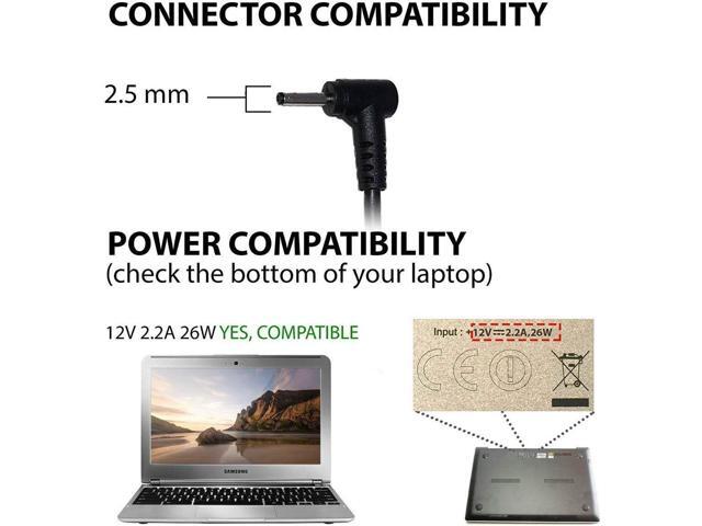 26W 12V 2.2A AC Adapter Charger Fit for Samsung Chromebook 3 XE500C13 XE501C13 XE500C12 PA-1250-98 PA-1250-96 W14-026N1A BA44-00322A PA3N40W...