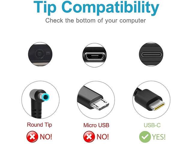 65W 45W USB C Charger for Dell Chromebook 3100 5190 3400 Latitude 7410 7310 9410 7389 7370 7275 7285 5285 5290 2in1 XPS 13 9350 9365 9310 9370 9380...