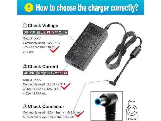 19.5V 2.31A 4.5x3.0mm 45W AC Adapter Power Charger for HP 741727-001 740015-002 HSTNN-CA40 7400015-001 740015-003 ADP-45WD B
