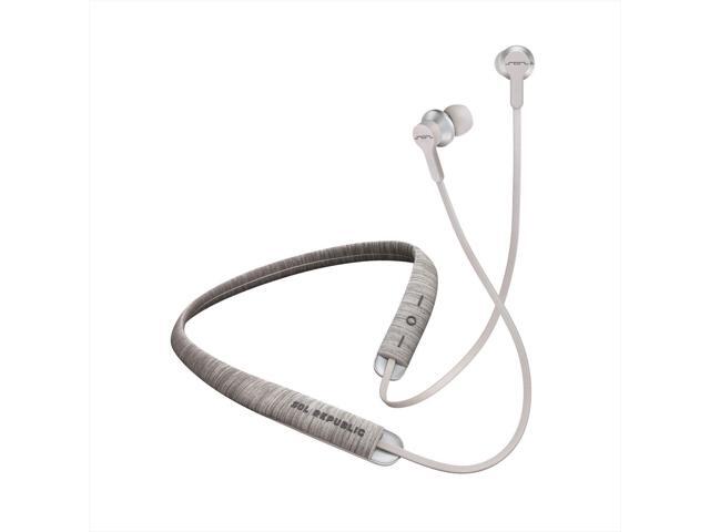 SOL REPUBLIC Shadow Fusion Bluetooth Earbuds, Grey 10-Hour Playtime Comfortable Knit Tech Fiber Collar Magnetic Connection Earbuds Flexible Compact.