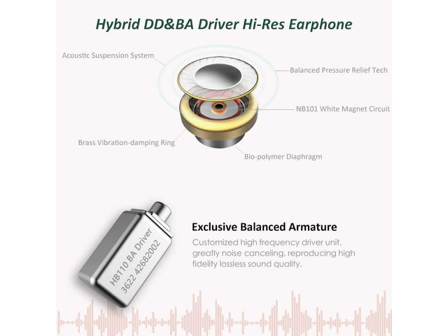 Surfans SE01 IEM Headphone, High-Res Lossless Hybrid Driver Bass in Ear Monitors Earphone, Noise Isolating Wired Earbuds with 0.78mm 2pin...
