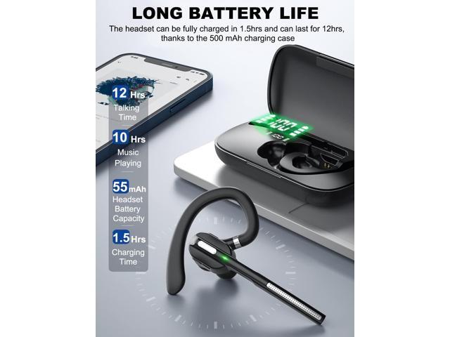 DECHOYECHO Bluetooth Headset V5.1, Wireless Headset with Battery Display Charging Case, Bluetooth Earpiece with Noise Canceling Mic for Driving,...