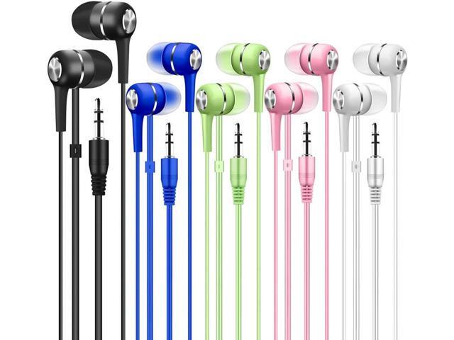 Factorymall Bulk Earbuds Headphones 10 Pack Multi Colored for School Classroom Students Kids Child Teen-Multicolor