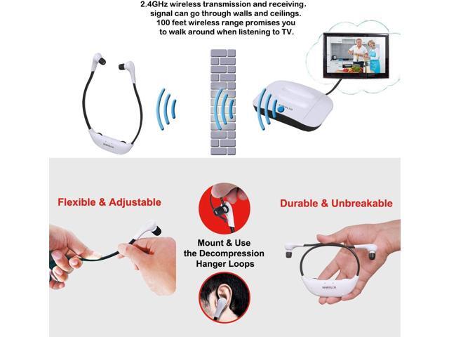 SIMOLIO 2.4G Digital TV Wireless Headphones with Spare Battery for Seniors, Dialog Clarity Wireless Headphones for TV Watching with Tone & Balance...