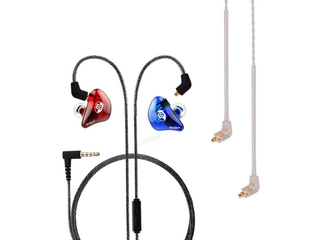 BASN Bsinger in Ear Monitor Headphone,IEM Earphone with Silver-Plated Cable Dual Dynamic Drivers IEM with Portable Case for Musician...