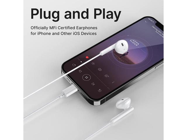 iPhone Headphones,Wired Lightning Headphones for iPhone 13 14 12 Pro Max MFi Certified Lightning Earbuds with Microphone & Volume Control for 11 XR SE