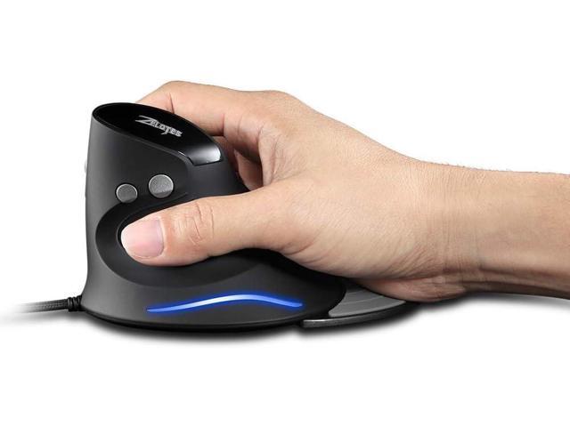 zelotes Wired Vertical Mouse,3200DPI,6 Buttons,Removable Wrist Rest,Ergonomic Design,LED Illumination,USB Optical Mouse for Laptop,PC,Mac,Black