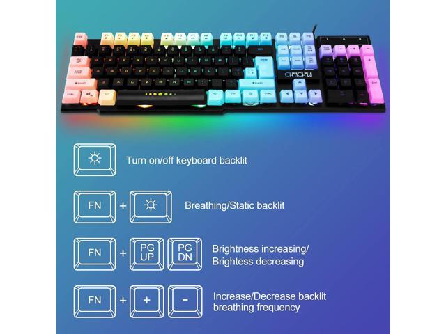 CHONCHOW Gaming Keyboard and Mouse Combo,USB Wired 104-Keys Full Size Light Up Keyboard Mic 3600DPI Rainbow Backlit Mechanical Feeling Compatible...