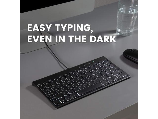 Perixx PERIBOARD-429 US Wired Mini Backlit Keyboard - Thin and Silent Scissor Keys - White Backlight Color - US English