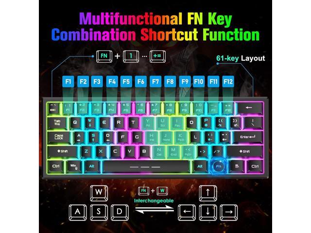ZIYOU LANG T61 Wireless Gaming Keyboard and Mouse Combo with Ergonomic 61 Key Rainbow LED Backlight Anti-ghosting Mechanical Feel Rechargeable...
