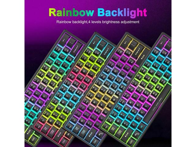 Wireless Gaming Keyboard and Mouse Combo,61 Key Rainbow Backlit Keyboard with Rechargeable 4000mAh,Mechanical Feel,Ergonomic,Quiet,RGB Mute Mice...