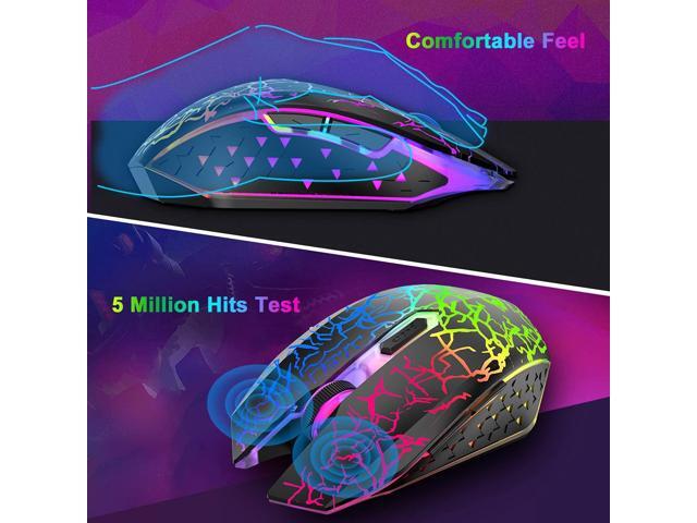 Wireless Gaming Keyboard and Mouse Combo,61 Key Rainbow Backlit Keyboard with Rechargeable 4000mAh,Mechanical Feel,Ergonomic,Quiet,RGB Mute Mice...