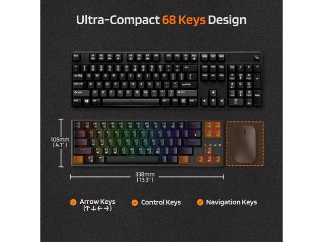 LTC NB681 Nimbleback Wired 65% Mechanical Keyboard, RGB Backlit Ultra-Compact 68 Keys Gaming Keyboard with Hot-Swappable Switch and Stand-Alone...