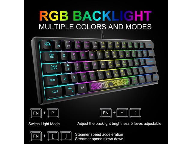 60% Gaming Keyboard and Mouse Combo Small Mini RGB Backlight Mechanical Feeling and Mechanical RGB 6400 DPI Honeycomb Optical Mouse,Gaming Mouse...