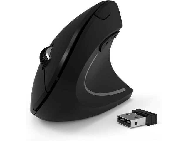 Wireless Vertical Mouse, 2.4G Wireless Ergonomic Optical Mouse with 3 Adjustable 800/1200 /1600 DPI, More Suitable for Big Hands