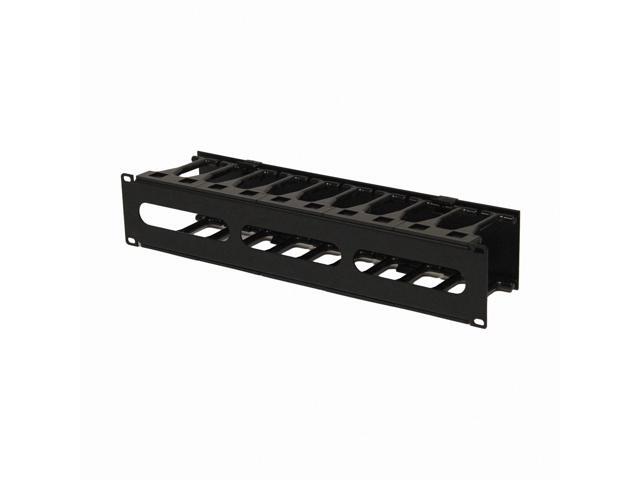 NavePoint High Density 2U Steel 19' Rack Cable Manager Plastic Snap Hinge fastened Cover