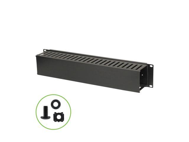 NavePoint 2U Plastic Rack Mount Horizontal Cable Manager Duct Raceway For 19' Server Rack