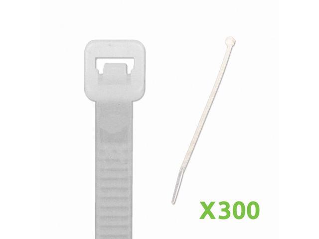 NavePoint 12 Inch Nylon Cable Wire Zip Tie 50 lbs - Natural White 300 Pack Lot Pcs Qty