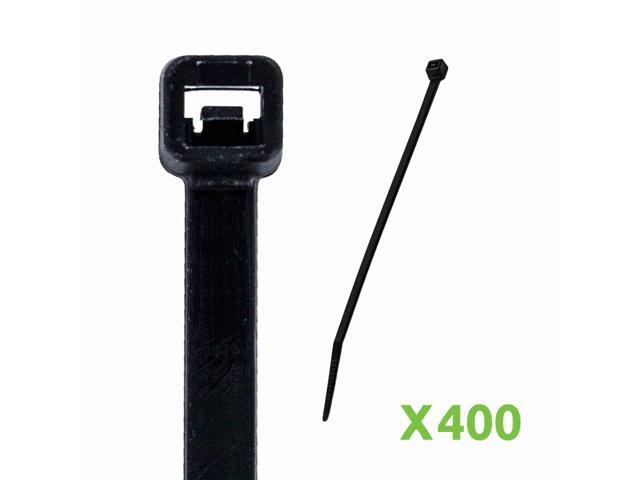 NavePoint 8 Inch Nylon UV Resistant Cable Wire Zip Tie 40 lbs - Black 400 Pack Lot Pcs Qty