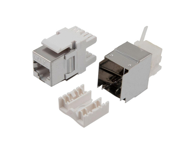 NavePoint 180 Degree CAT5E Keystone Jack, RJ45 female, 10 pack, FTP Shielded