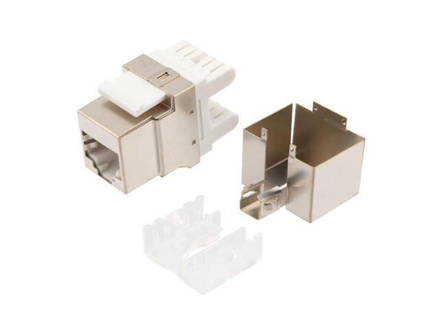 NavePoint 180 Degree CAT6A Keystone Jack, RJ45 female, 15 pack, FTP Shielded