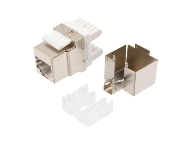 NavePoint 180 Degree CAT6A Keystone Jack, RJ45 female, 25 pack, FTP Shielded