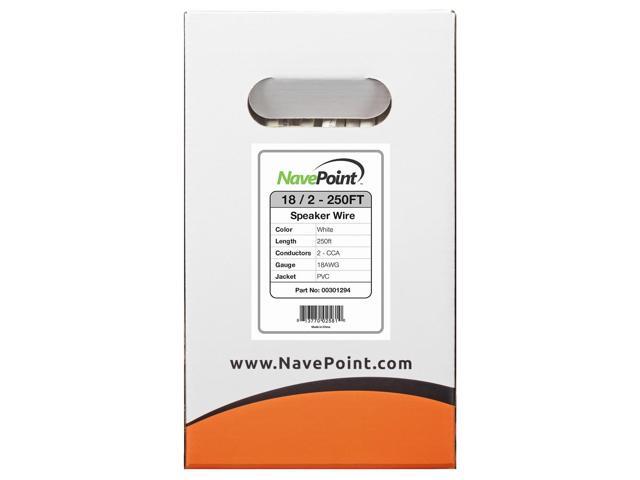 NavePoint 250ft In Wall Audio Speaker Cable Wire CL2 18/2 AWG Gauge 2 Conductor Bulk White - image 2