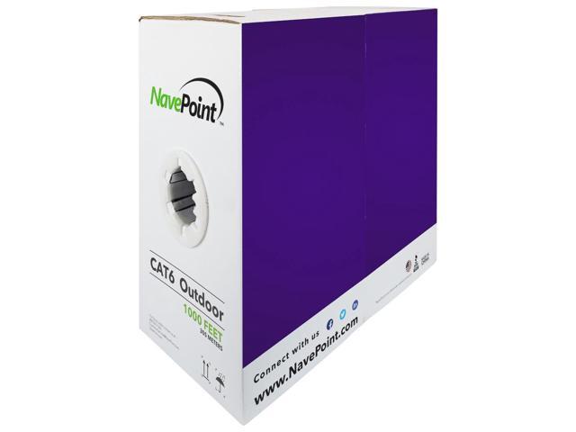 NavePoint CAT6 UTP Outdoor Direct Burial LDPE Ethernet Cable 1000 FT Black