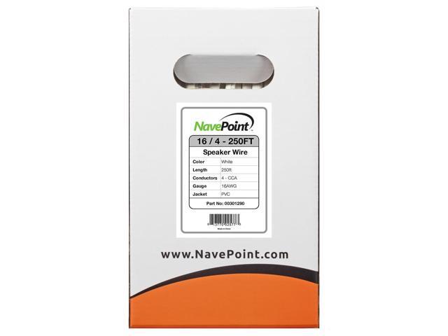 NavePoint 250ft In Wall Audio Speaker Cable Wire CL2 16/4 AWG Gauge 4 Conductor Bulk White - image 2