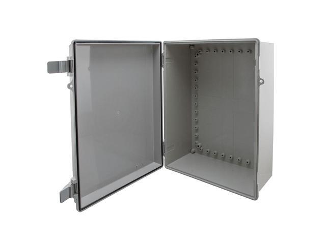 NavePoint 14x10x06 ABS Plastic Weatherproof Indoor/Outdoor IP66 NEMA 4 Enclosure, Kit bundled w/ABS Blank Mounting Plate, Gray